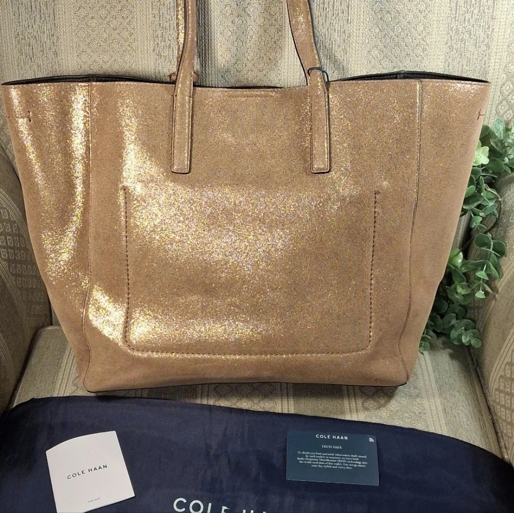 NWT Cole Haan Natalie Large Bronze Metallic Tote